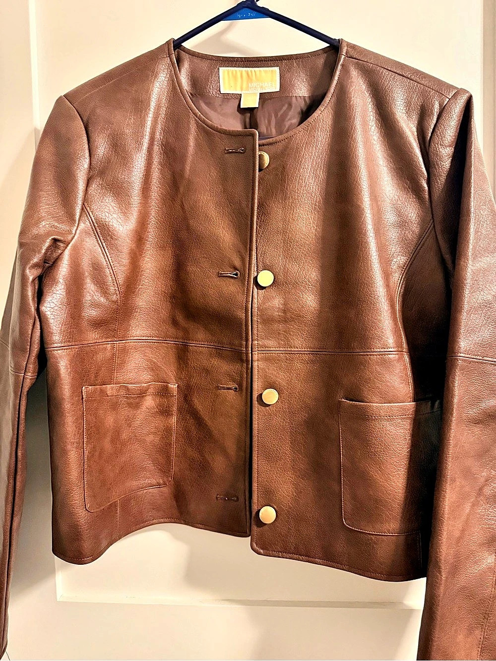 Michael Kors Brown Leather Jacket Size Large